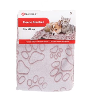 Fleece pledd lalia old pink paw 70x100cm
