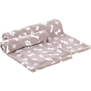 Fleece pledd zumba beige bone/paw 70x100cm