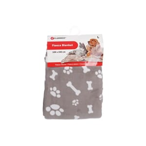 Fleece pledd zumba beige bone/paw 100x150cm