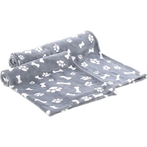 Fleece teppe zumba grey bone/paw 100x150cm