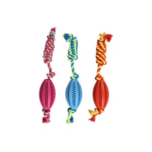 Rubber Dental Rugby Ball With Rope 11cm