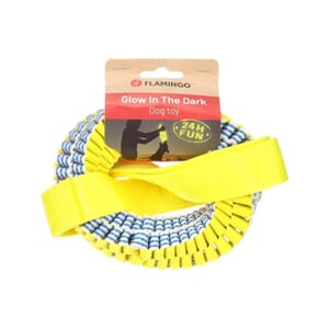 DT Hundeleke Glowa Pull Rope m/Ring Blue/Yellow L 50x15x4cm