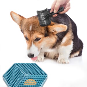 Lick Pad Leki Hexagon 20x22cm blå/grå