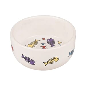 Feeding Bowl Cat Fisk Ceramic Round White S 325ML