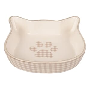 Feeding Bowl Cat Mylo Ceramic Cat face Beige-White 22ML