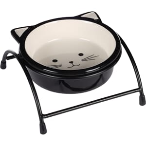 Mat & drikkeskål Katt m/stativ Ansu Sort/Hvit 230ml 12,5x4cm