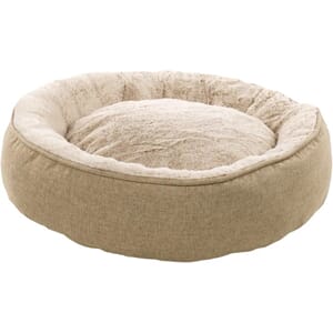 Seng Isidoor rund beige, katt og hund