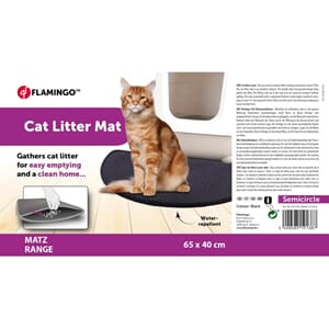 Kattesand matte Matz svart halv bue  dobbel 65x40cm