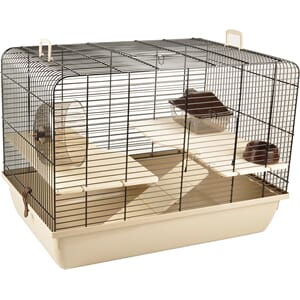 Hamsterbur Milo 2 svart og beige bunn 58cm
